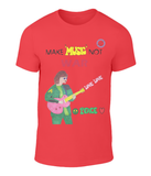 Fashion and style written all over this t-shirt - Make music not war.